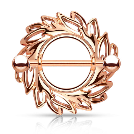 Nipple Shield Ring Leaves Tribal Pattern