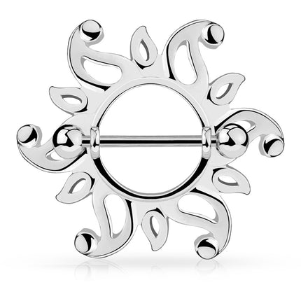 Nipple Shield Ring Sunburst Tribal Pattern