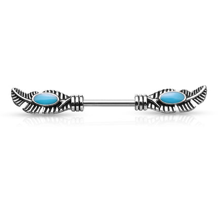 Nipple Barbell Double Tribal Feather