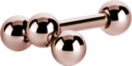 Surgical Steel PVD Triple Ball Micro Barbell in Black, Bright Gold and Silver