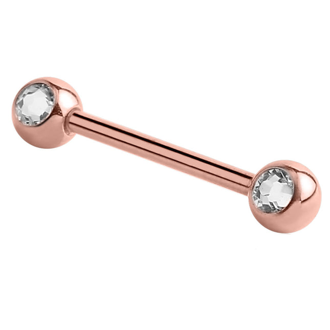 Rose Gold Double Jewelled Nipple Barbell