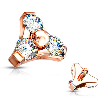 Rose Gold Trinity Prong Set Attachment for Internally Threaded Jewellery