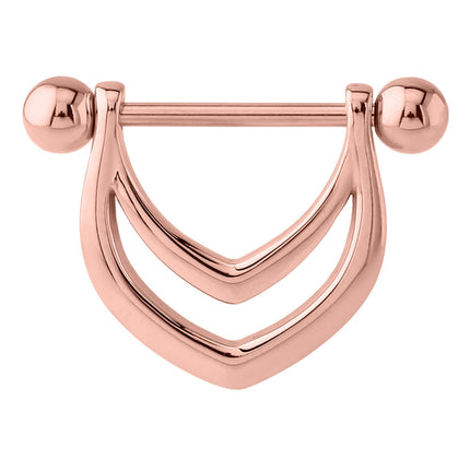 V Nipple Shield Barbell in Silver, Gold, Black & Rose Gold