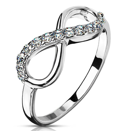 Infinite Pave Gemmed Ring. Brass with Rodium Plated