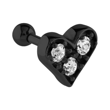 Black Steel PVD Jewelled Heart Barbell