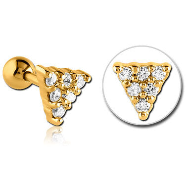 Bright Gold Decorative Jewelled Triangle Micro Barbell