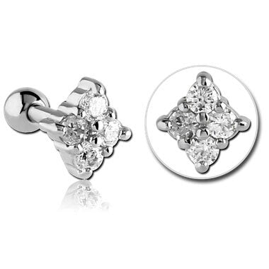 Steel Decorative Jewelled Rhombus Micro Barbell