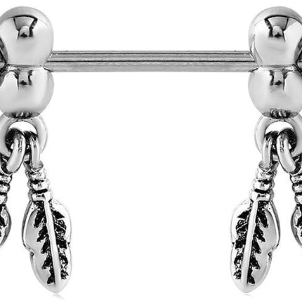 Steel Double Feather Nipple Barbell