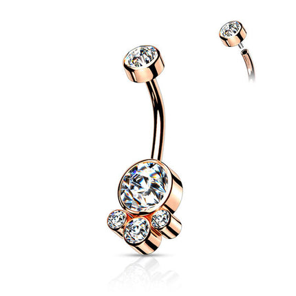 Steel Jewelled Cluster Internally Threaded Navel Banana