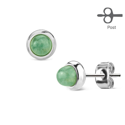 Pair of Surgical Stainless Steel Earrings Semi Precious Stones