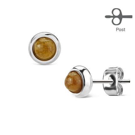 Pair of Surgical Stainless Steel Earrings Semi Precious Stones