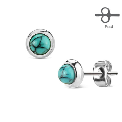 Pair of Surgical Stainless Steel Earrings Semi Precious Stones