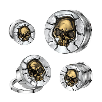 Protruding Bronze Skull Steel Screw Fit Tunnel