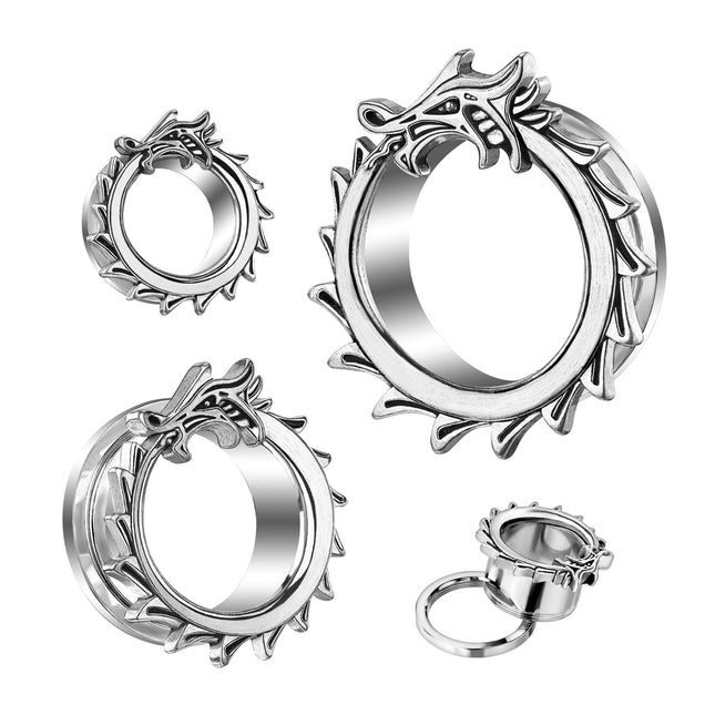 Dragon Wrapped Around the Rim Steel Screw Fit Tunnel