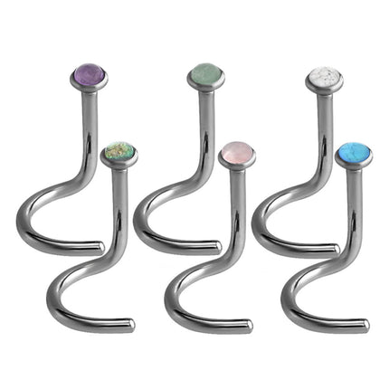 Titanium Semi Precious Cabochon Nose Stud