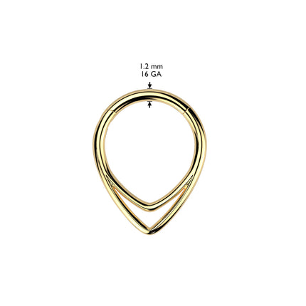 Titanium Hinged Segment Hoop Ring With Double Chevron Line