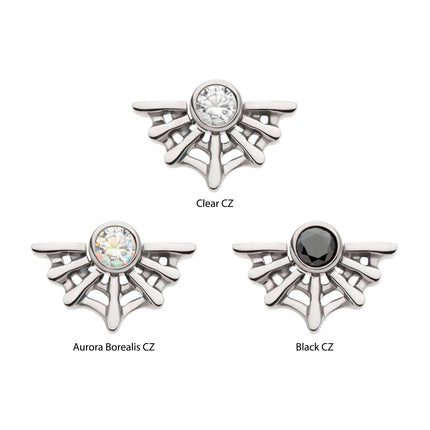 Invictus Titanium Internally Threaded Bezel Set CZ Spiderweb