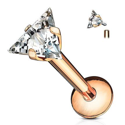 Internally Threaded Surgical Steel Jewelled Triangle Labret