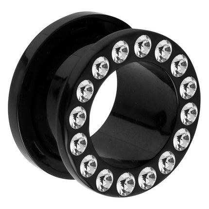 Black Acrylic Jewelled Flesh Tunnels