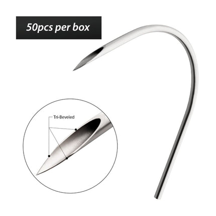 Invictus Tri-Beveled Ultra-Sharp Tips Uncoated Piercing Curved Needles (50 needles per box)