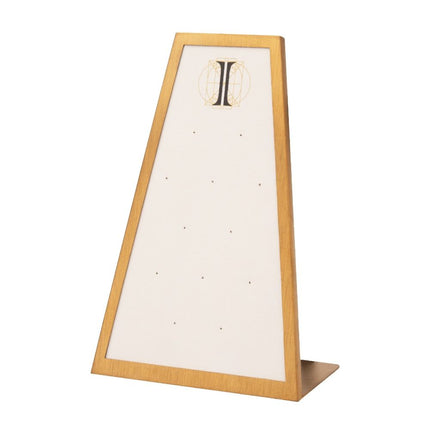 Invictus Satin Brass Frame on White Leatherette with 12-Pin Hole Empty Display for 14Kt Gold Threadless Tops