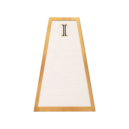 Invictus Satin Brass Frame on White Leatherette with 20-H Hole Empty Display for 14Kt Gold Side Facing Hinged Segment Clickers