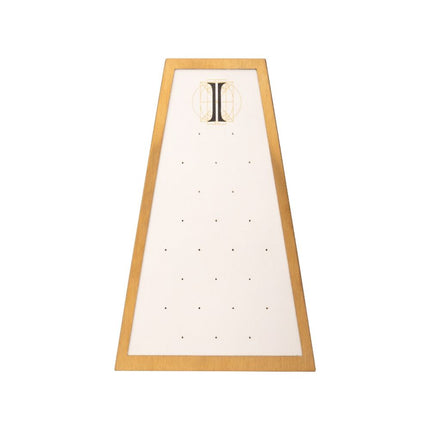 Invictus Satin Brass Frame on White Leatherette with 24-Pin Hole Empty Display for 14Kt Gold Threadless Tops