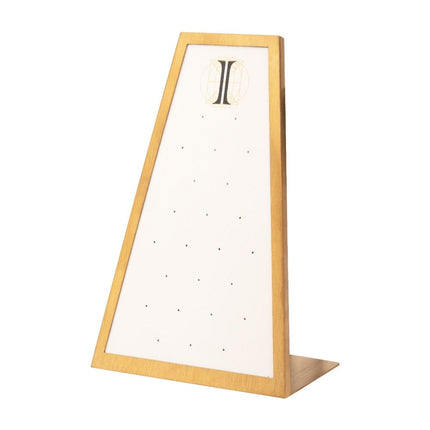 Invictus Satin Brass Frame on White Leatherette with 24-Pin Hole Empty Display for 14Kt Gold Threadless Tops
