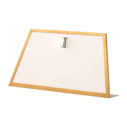 Invictus Satin Brass Frame on White Leatherette with 46-Pin Hole Empty Display for 14Kt Gold Threadless Tops