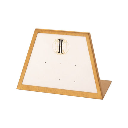 Invictus Satin Brass Frame on White Leatherette with 6-Pin Hole Empty Display for 14Kt Gold Threadless Tops