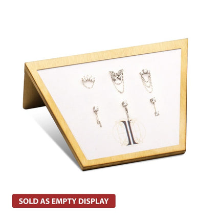 Invictus Satin Brass Frame on White Leatherette with 6-Pin Hole Empty Display for 14Kt Gold Threadless Tops
