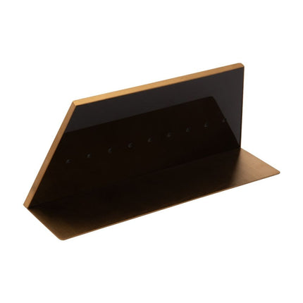 Invictus Satin Brass Frame on White Leatherette with 9-BJ Clip Hole Empty Display for 14Kt Gold Jewelry
