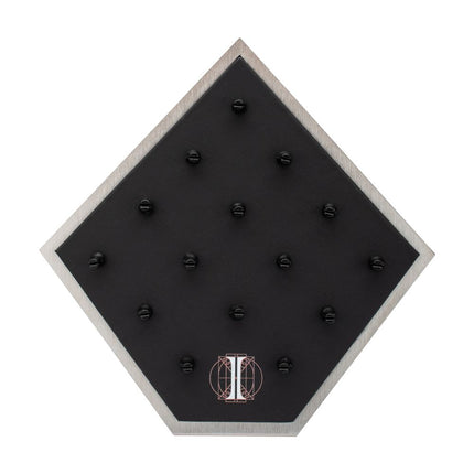 Invictus Brushed Titanium Prism Frame on Black Leatherette with 15-BJ Clip Hole Empty Display Stand for Titanium Jewelry