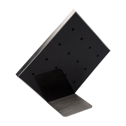 Invictus Brushed Titanium Prism Frame on Black Leatherette with 15-BJ Clip Hole Empty Display Stand for Titanium Jewelry