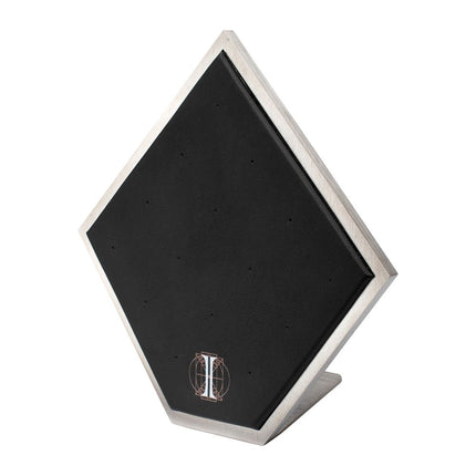 Invictus Brushed Titanium Prism Frame on Black Leatherette with 14-Pin Hole Empty Display Stand for Titanium Threadless Threaded Tops