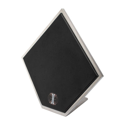 Invictus Brushed Titanium Prism Frame on Black Leatherette with 20-Pin Hole Empty Display Stand for Titanium Threadless Threaded Tops