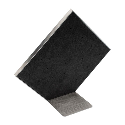 Invictus Brushed Titanium Prism Frame on Black Leatherette with 20-Pin Hole Empty Display Stand for Titanium Threadless Threaded Tops