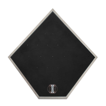 Invictus Brushed Titanium Prism Frame on Black Leatherette with 33-Pin Hole Empty Display Stand for Titanium Threadless Threaded Tops