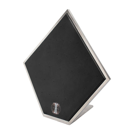 Invictus Brushed Titanium Prism Frame on Black Leatherette with 33-Pin Hole Empty Display Stand for Titanium Threadless Threaded Tops