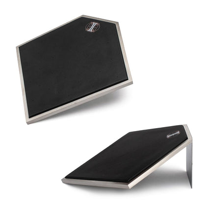 Invictus Brushed Titanium Prism Frame on Black Leatherette with 33-Pin Hole Empty Display Stand for Titanium Threadless Threaded Tops