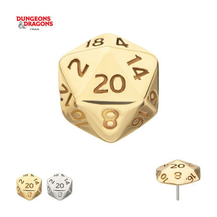 Invictus 14Kt Gold Dungeons & Dragons 3D Flat Back Dice Threadless Top