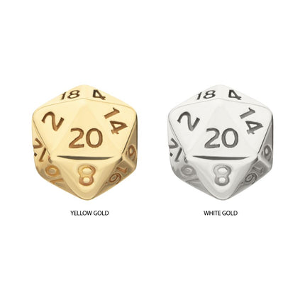 Invictus 14Kt Gold Dungeons & Dragons 3D Flat Back Dice Threadless Top