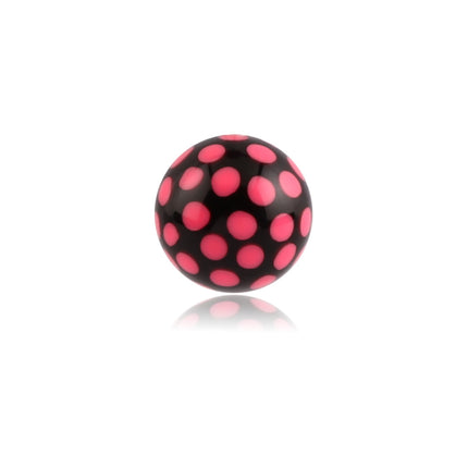 Acrylic Polka Dot Ball Pink on Black 6mm