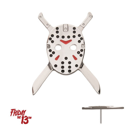 Invictus Titanium Threadless Enamel Friday The 13th Jason Mask with Crossed Machete Top