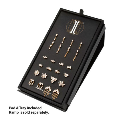 Invictus 24Kt Gold PVD Titanium Baguette Brilliance Threadless Top Collection and Display