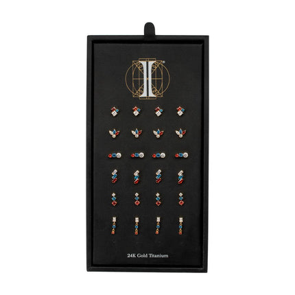 Invictus 24Kt Gold PVD Titanium Bicentennial Threadless Top Collection and Display