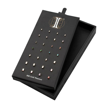 Invictus 24Kt Gold PVD Titanium Threadless Design Top Collection and Display