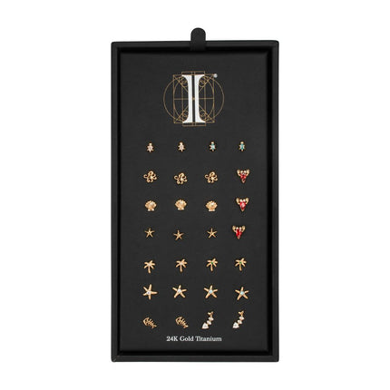 Invictus 24Kt Gold PVD Titanium Ocean Muse Threadless Top Collection and Display
