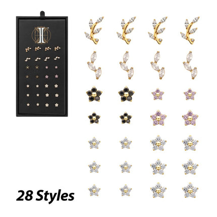 Invictus 24Kt Gold PVD Titanium Flower & Vine Threadless Top Collection and Display
