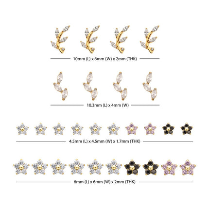 Invictus 24Kt Gold PVD Titanium Flower & Vine Threadless Top Collection and Display
